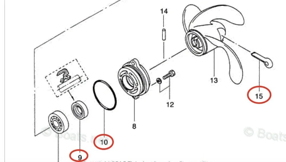 Propeller Housing Cap Repair Seal for Tohatsu 2HP 2.5HP 3.5HP (N/A)