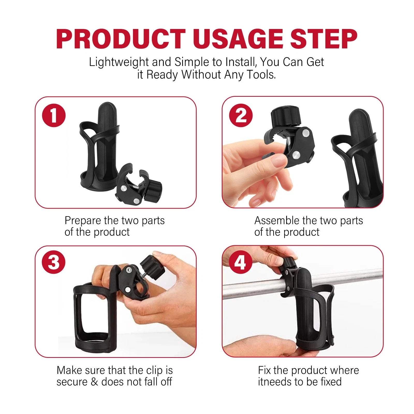 360° Beverage Cup Holder for Wheelchair Walker Rollator Bike