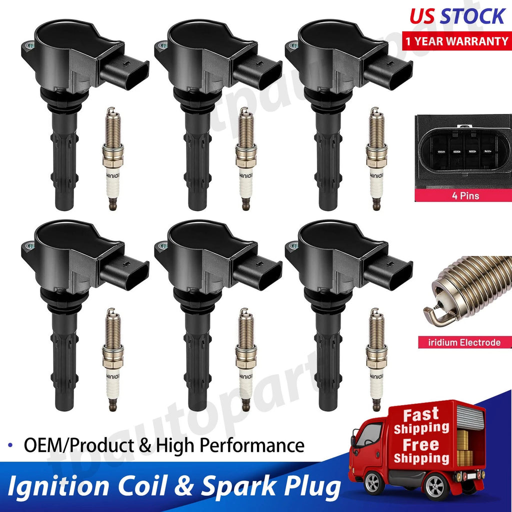 6-Pack Ignition Coils and Spark Plugs for Mercedes-Benz C250 (2012–2015)