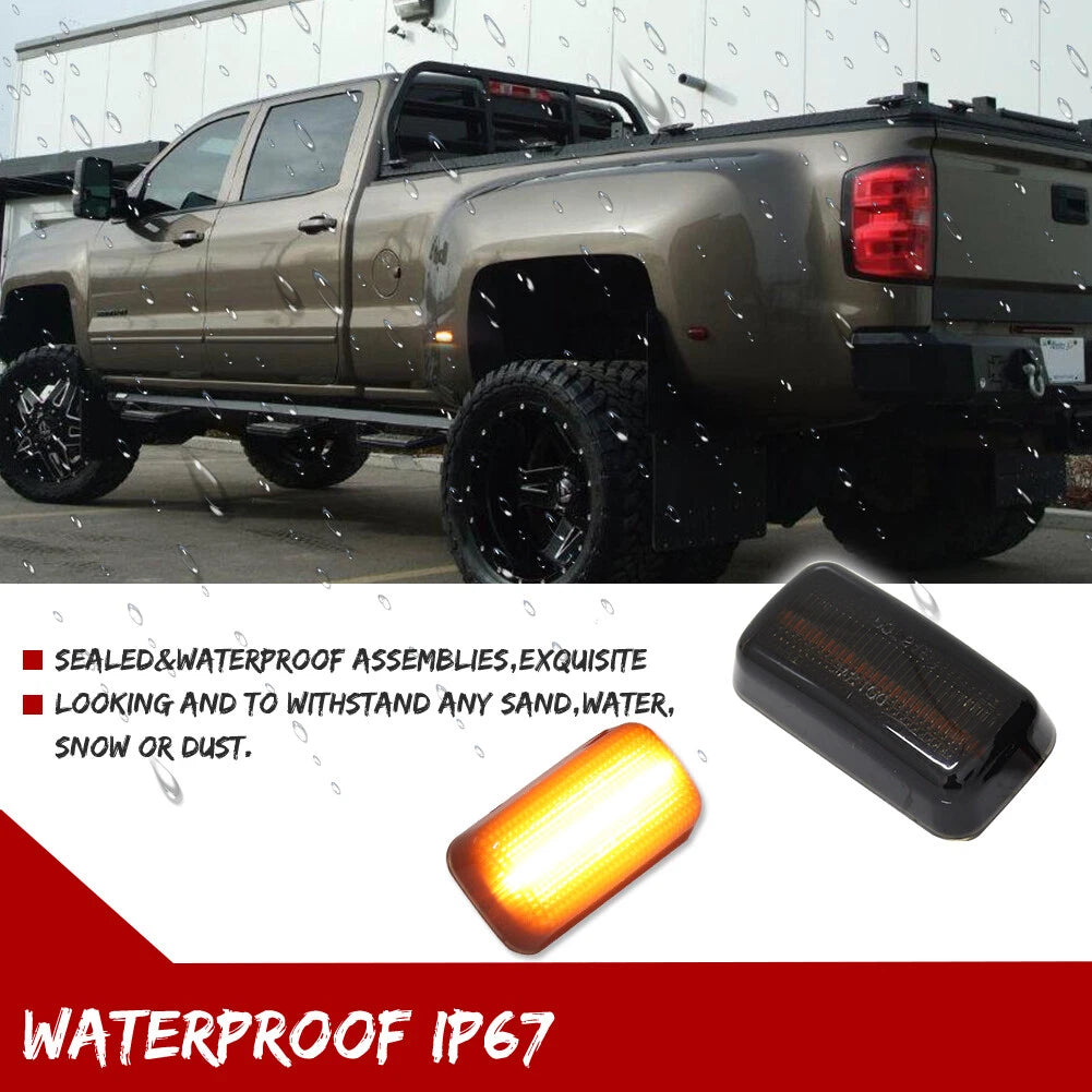 Amber LED Rear Wheel Fender Side Marker Lights for Silverado Sierra (2015–2022)