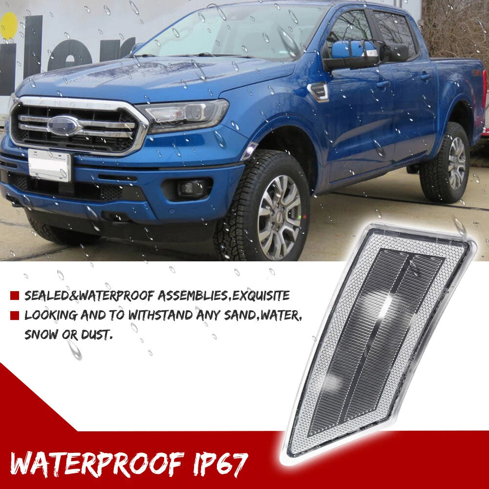 Clear Front Fender Side Marker Lights for Ford Ranger (2019–2021)