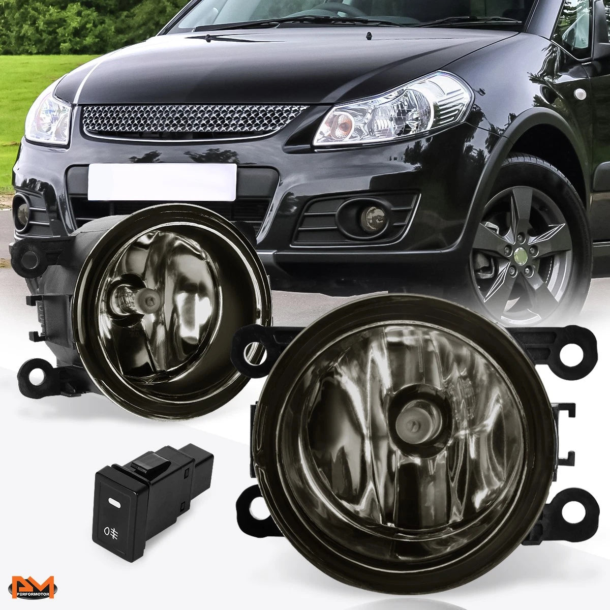 Smoked Lens Bumper Fog Lights + Switch for Suzuki Grand Vitara/SX4 (2006–2014)