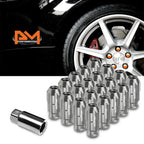 20Pc M12X1.5 Gunmetal JDM Open End Bulge Spline Wheel Lug Nut Set