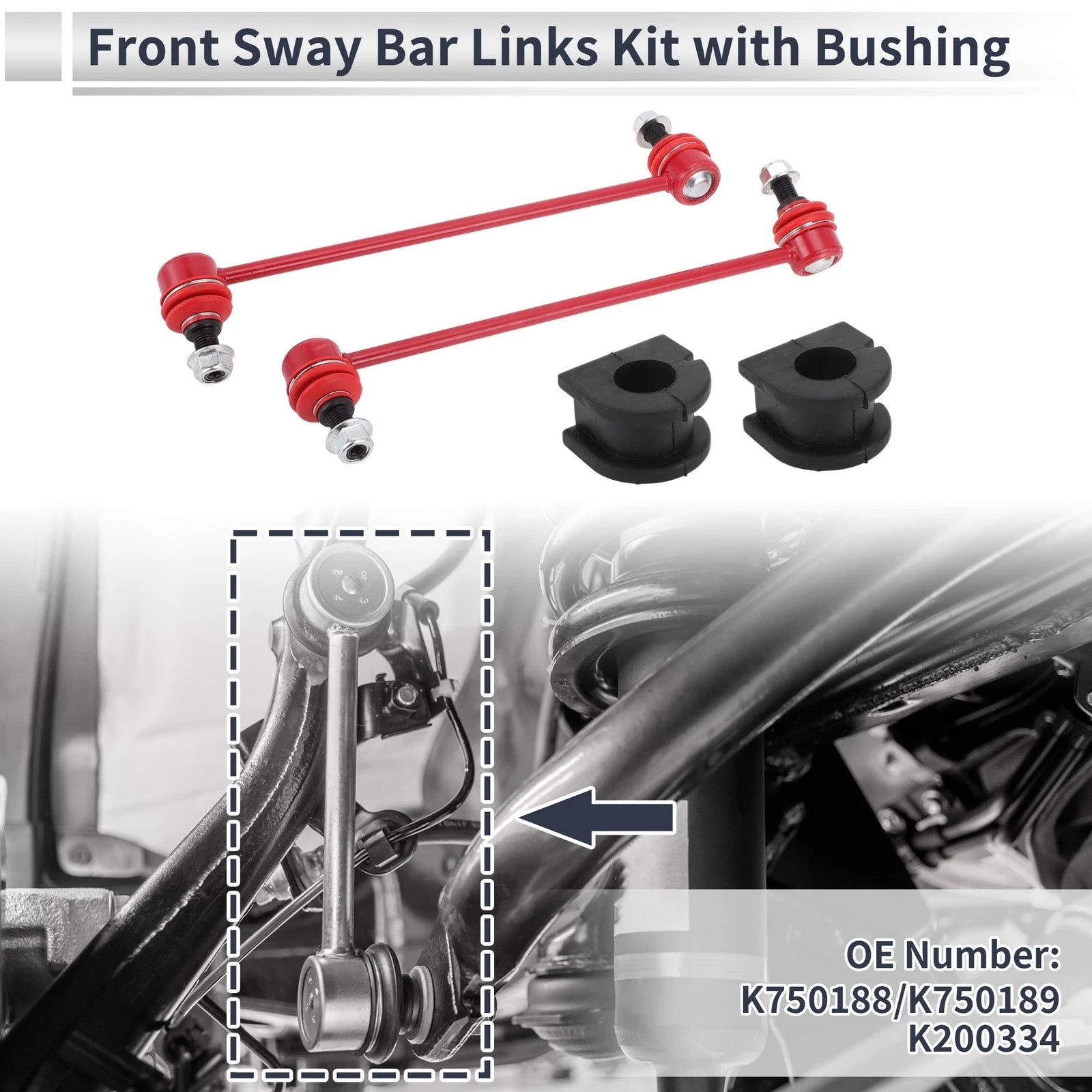 Front Stabilizer Bar Links with 2 Pcs Bushing for GMC Terrain (2010–2017) No.K750188