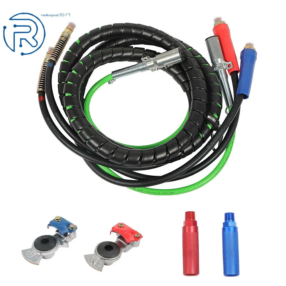 3X 7 Way ABS Electrical Cables & Rubber Air Line Set for Semi Truck (15FT)