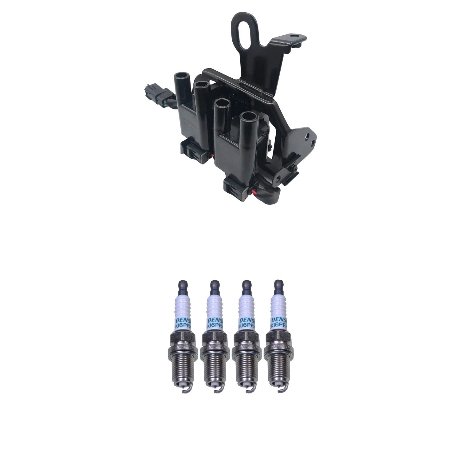 Set of 4 Hitachi Ignition Coils & Denso Iridium Spark Plugs for Elantra (2011–2016)