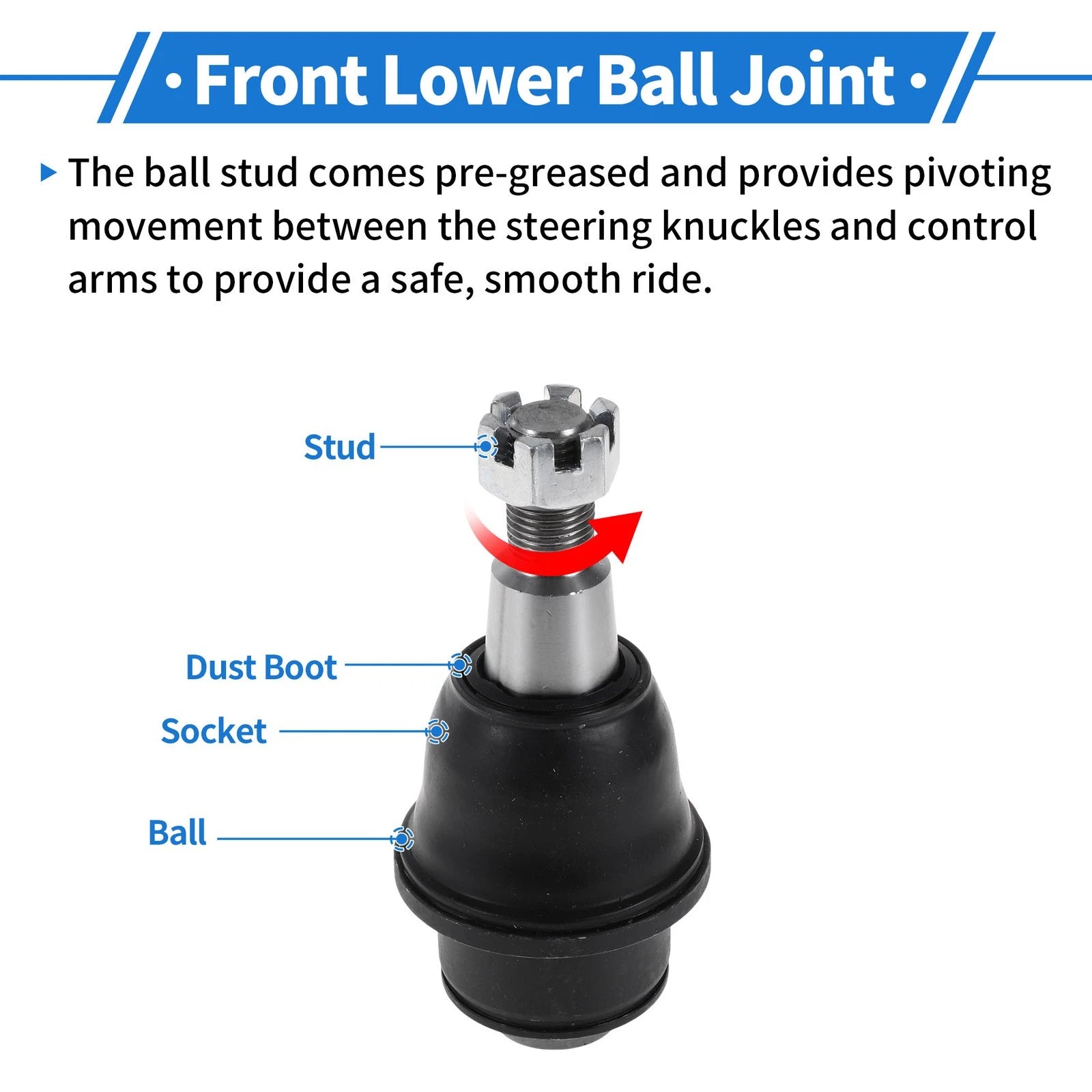 2X Front Lower Ball Joints for Chevrolet Silverado 1500 (2013–2020) K500245