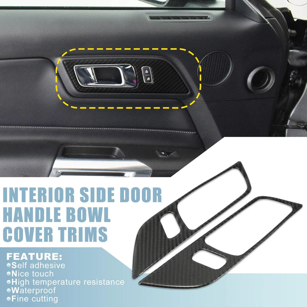 2X Side Door Handle Bowl Cover Trim for Ford Mustang (2015–2021) Black