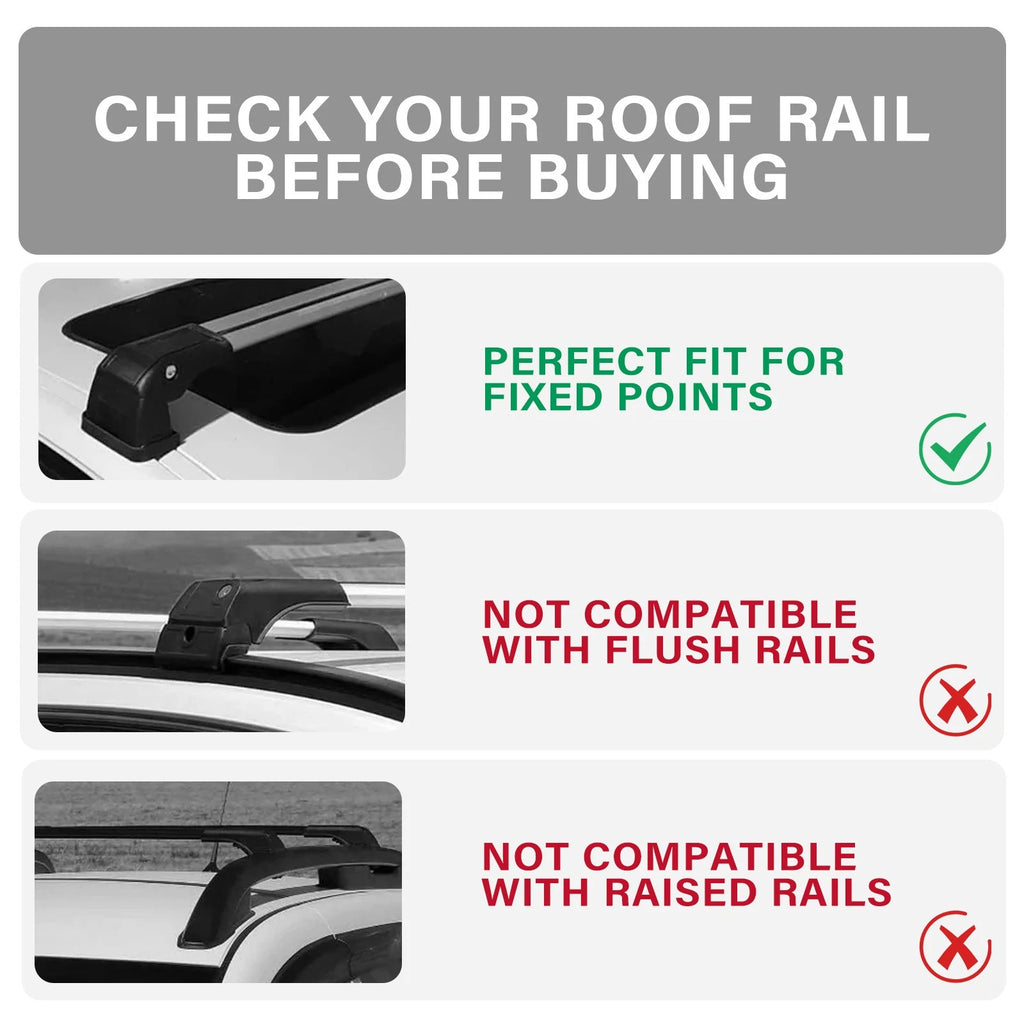 Set of 2 Silver Roof Rack Cross Bars for Mitsubishi Outlander Sport (2010–2024)