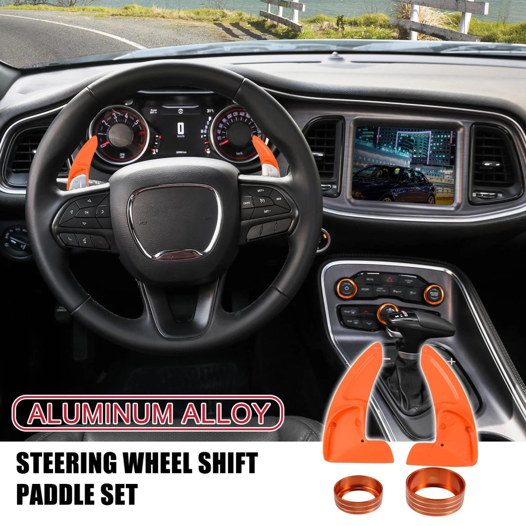 Orange Interior Paddle Shifter AC Volume Knob Cover Ring Trim for Dodge Charger (2011–2023) 745065577936