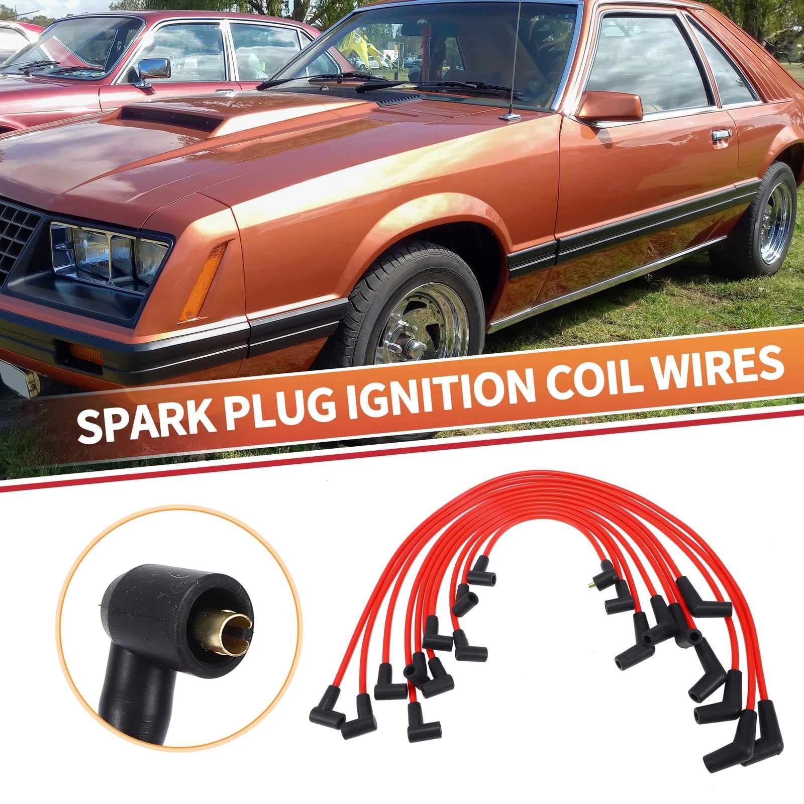 Set of 10 Spark Plug Wire Ignition Coil Cables for Ford F-150, Mustang (1979–1995)