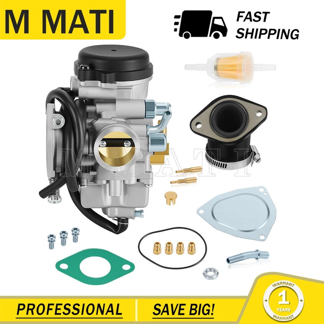 Carburetor w/ Intake Boot for Suzuki King Quad 300 LTF300F (1999–2002) 13200-39D42