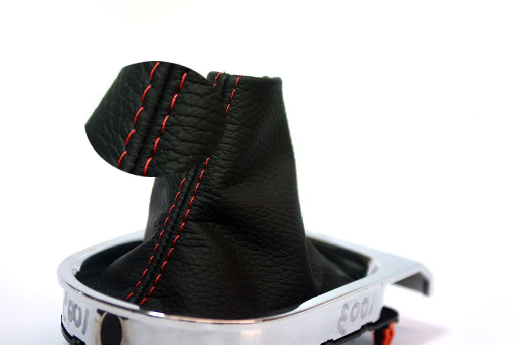 Leather Manual Shift Boot for Ford Mustang (2015–2019) - Red Stitch
