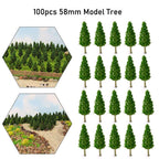 100pc Mini Pine Trees for Train Railroad Diorama Scenery
