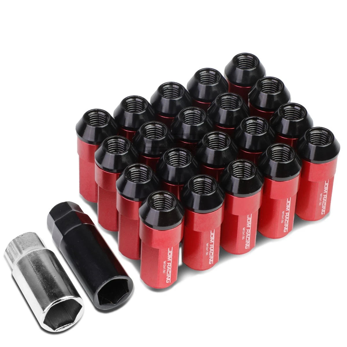 20 PCS M12X1.5 Red Aluminum Lug Nuts for JDM Vehicles