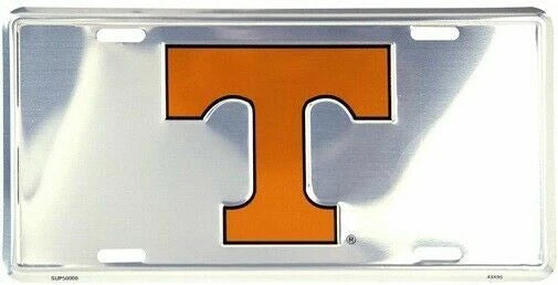 NCAA Silver Mirror License Plate for University of Tennessee Volunteers (6x12)