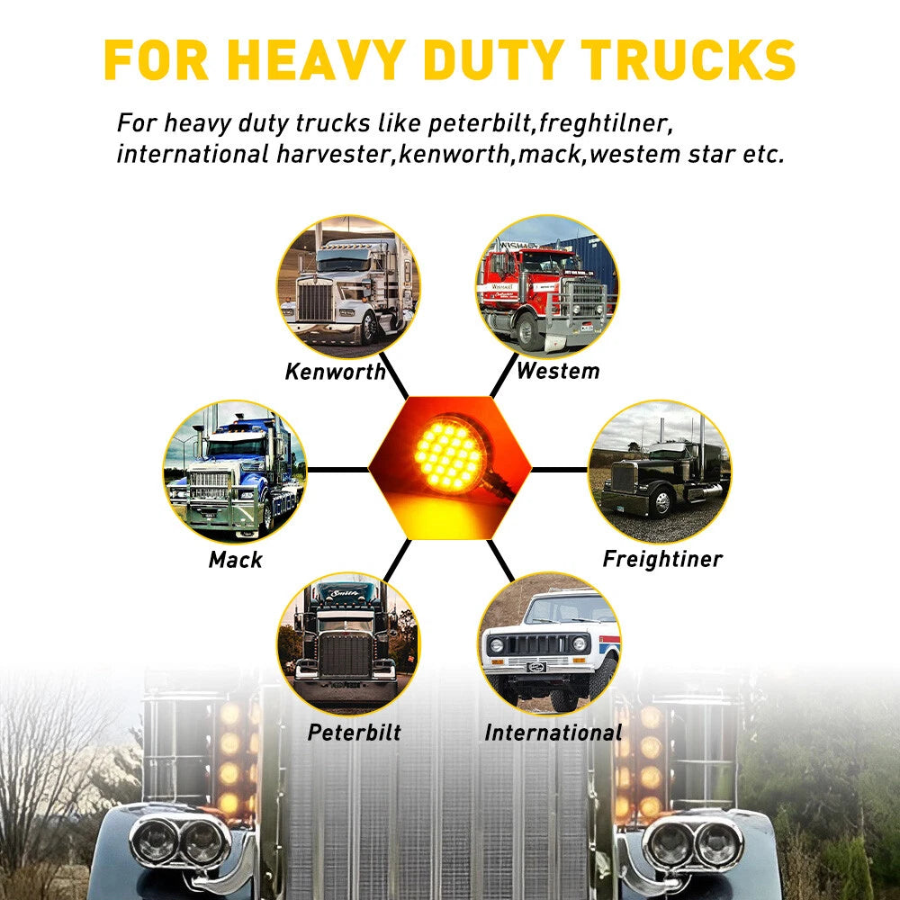 2X Round LED Pedestal Fender Lights for Truck Trailer