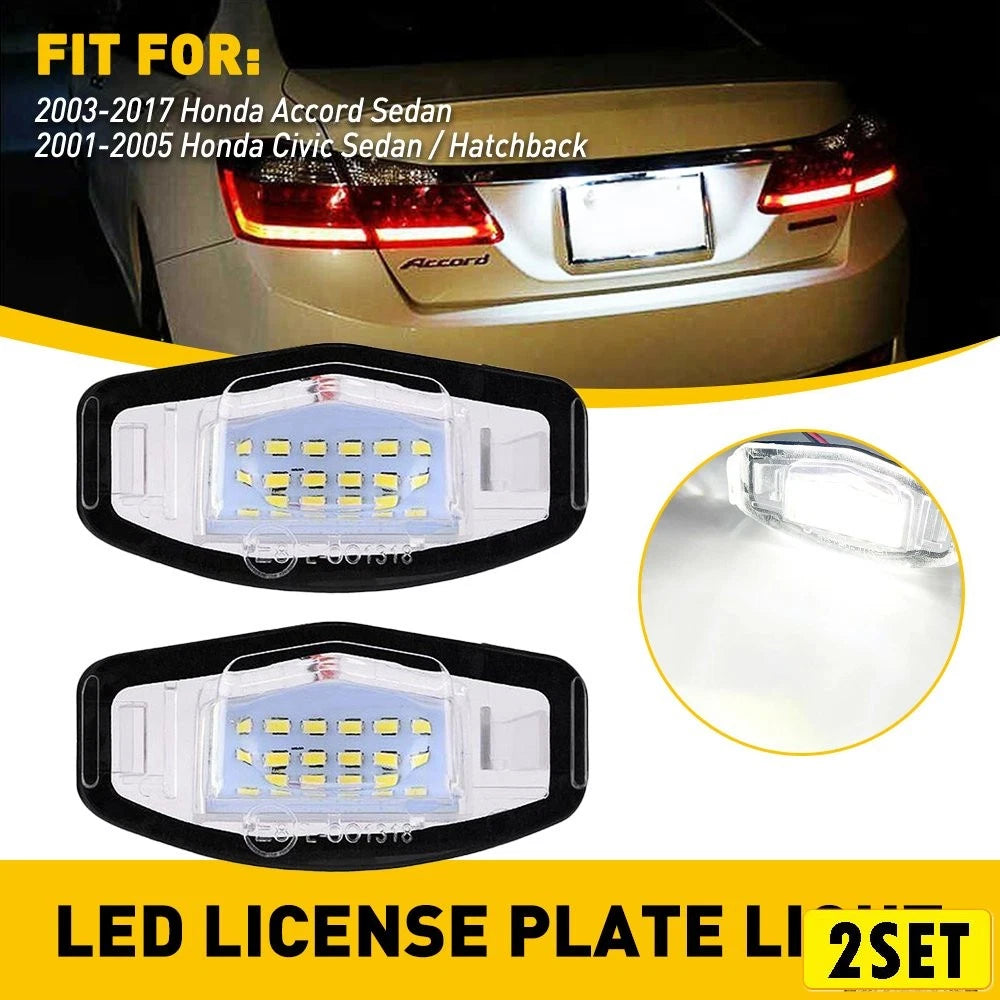 Set of 4 LED White License Plate Lights for Honda Civic (7th–9th Gen)