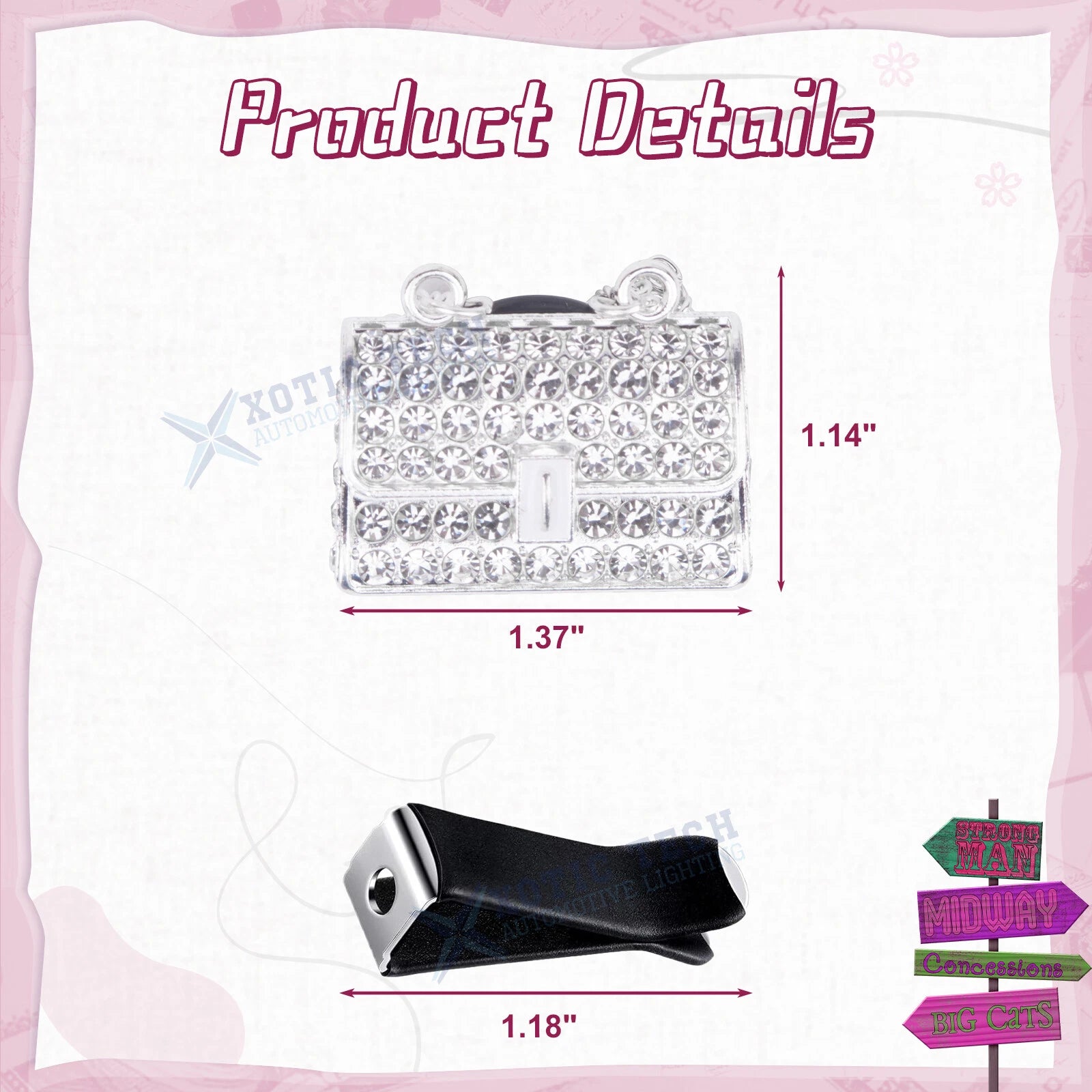 Crystal High Heel Shoe & Magic Bag Car Air Vent Clip Charm Bling (2010-2020)