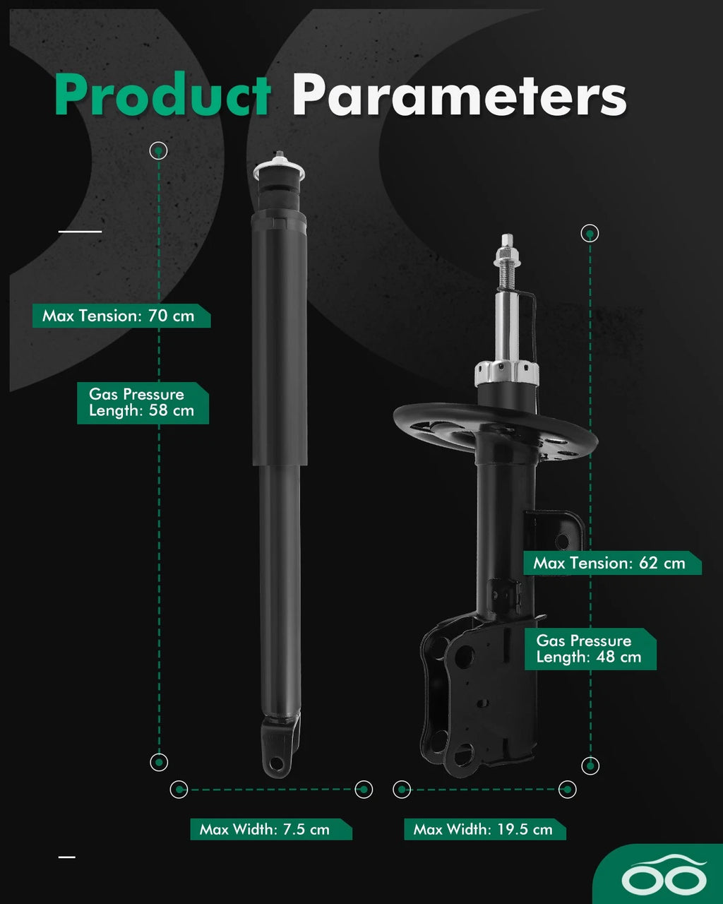 Set of 4 Front Rear Suspension Shock Strut for Ford Taurus (2013–2020)