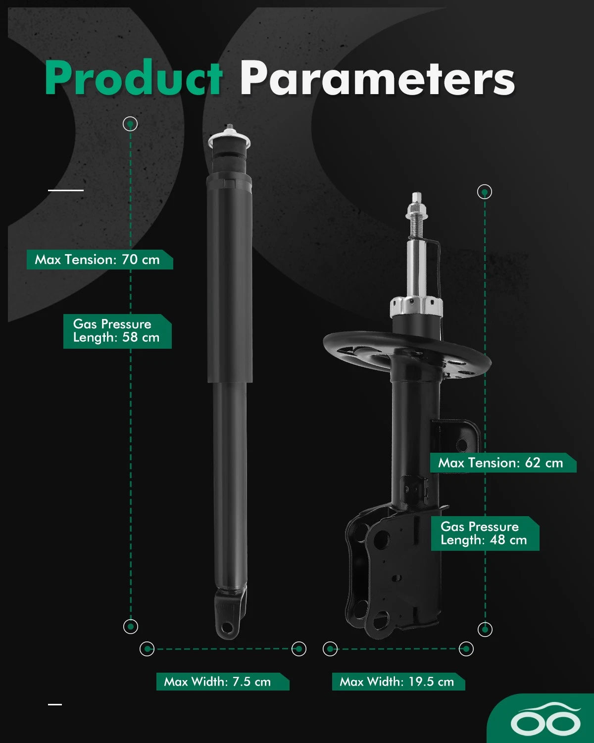 Set of 4 Front Rear Suspension Shock Strut for Ford Taurus (2013–2020)