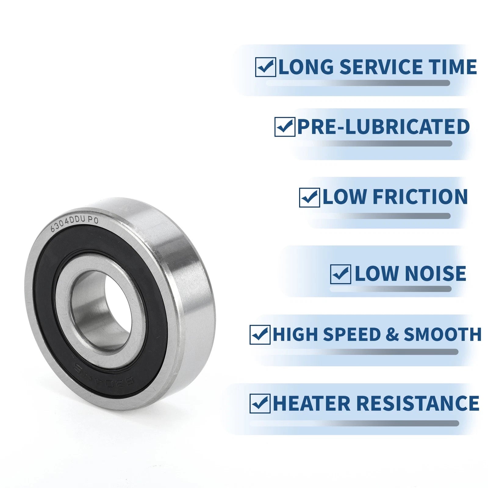 Deep Groove Ball Bearing 6304DDU for Scooter Skateboard (20x52x15mm)