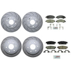 Front Rear Brake Kit with Drilled Rotors & Bosch Ceramic Pads for Cadillac Chevy GMC