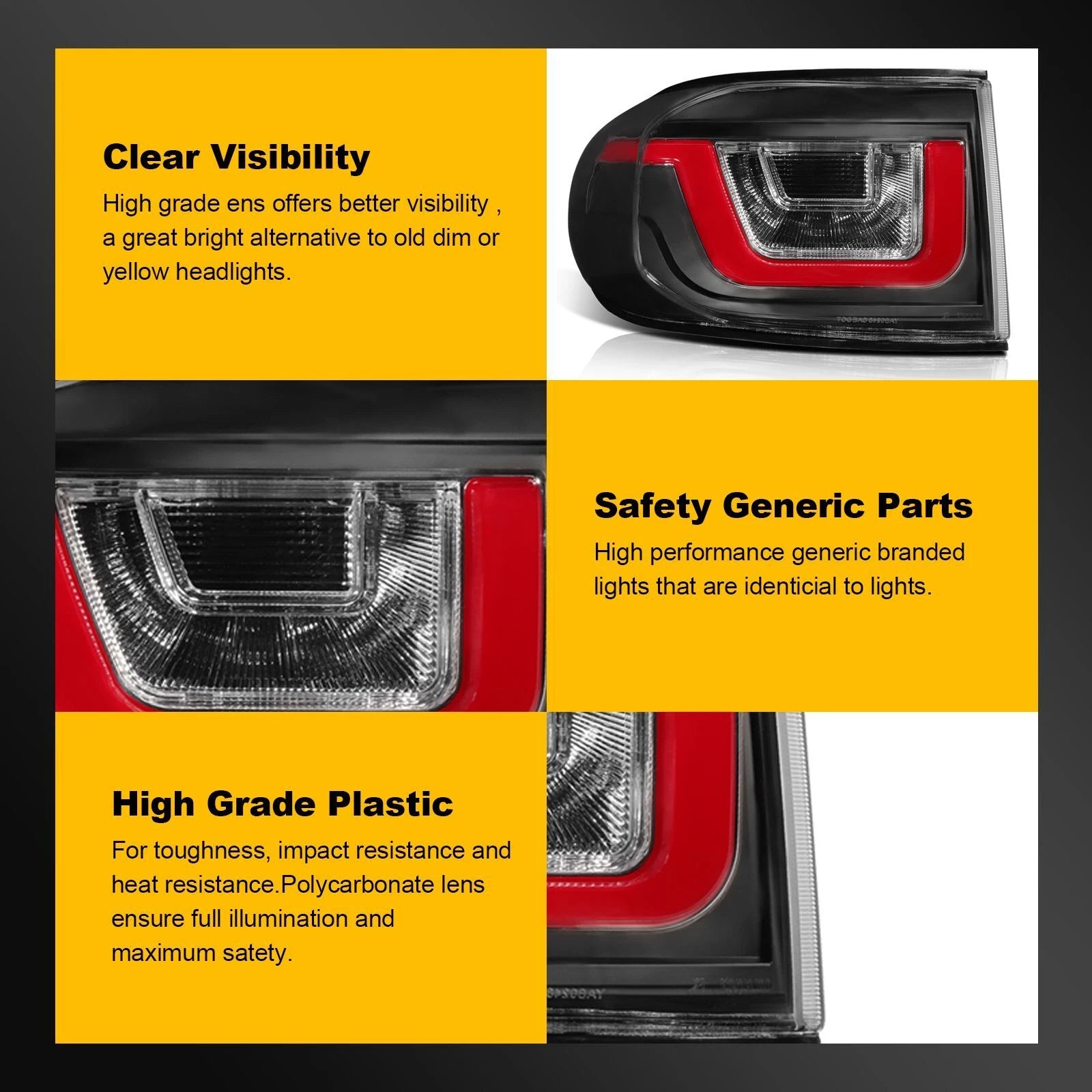 LED Tail Lights Pair for Toyota FJ Cruiser (2007–2015) Rear Replacement