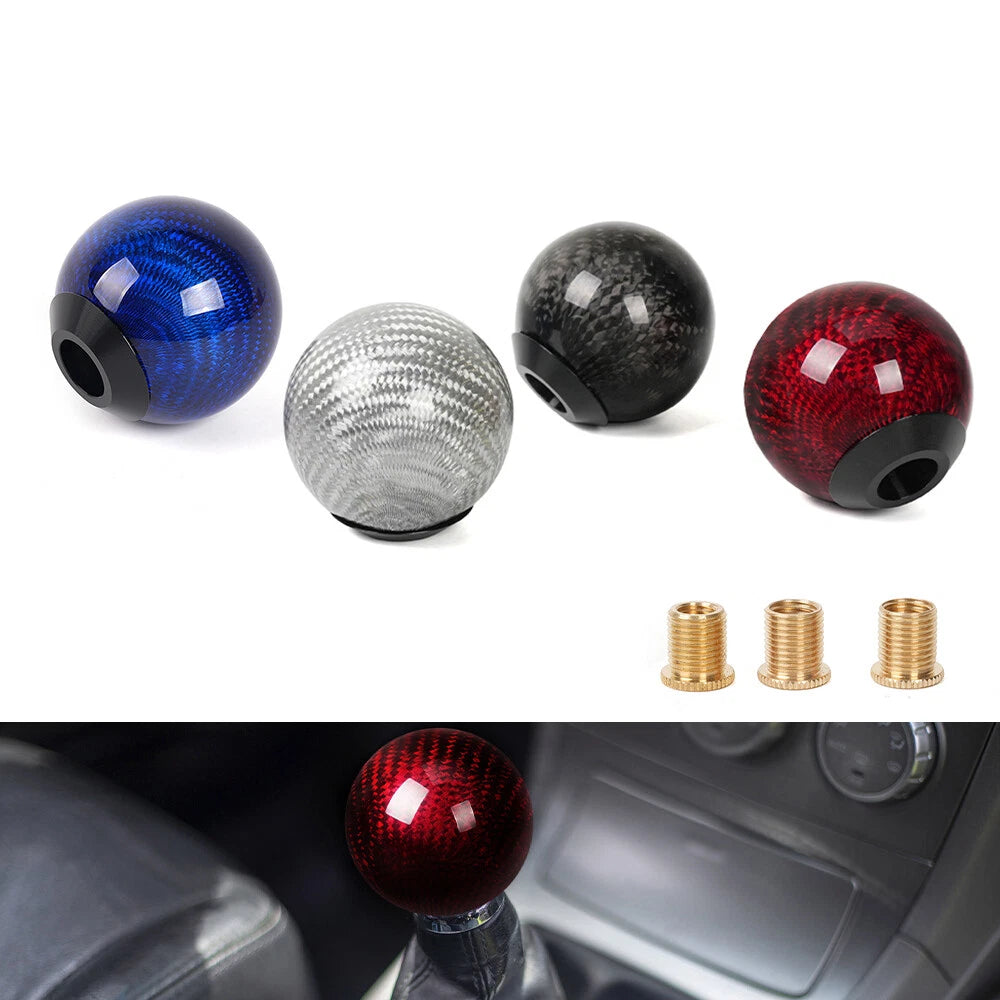 Round Ball Gear Shift Knob for Car (Black Carbon Fiber)