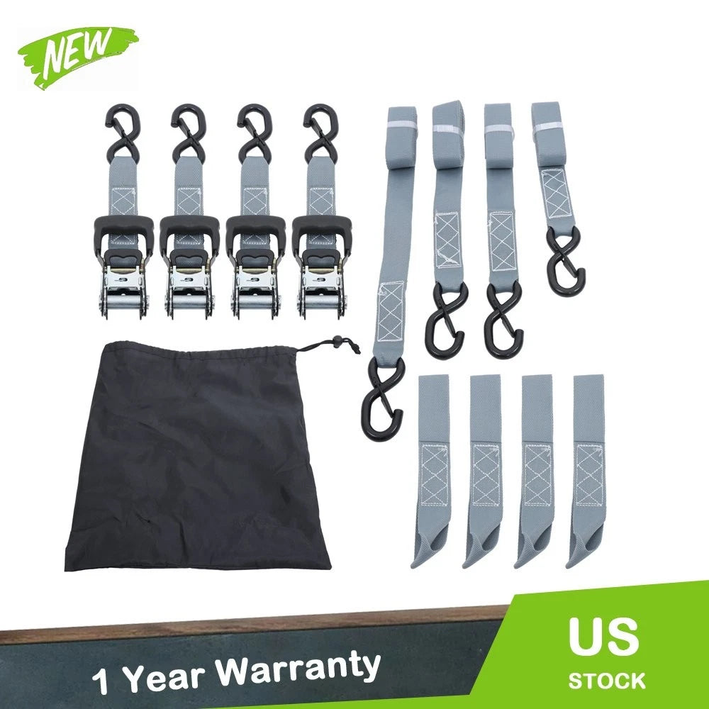 Set of 4 Ratchet Straps for Universal Use (1.6in x 8ft, 5208lbs)