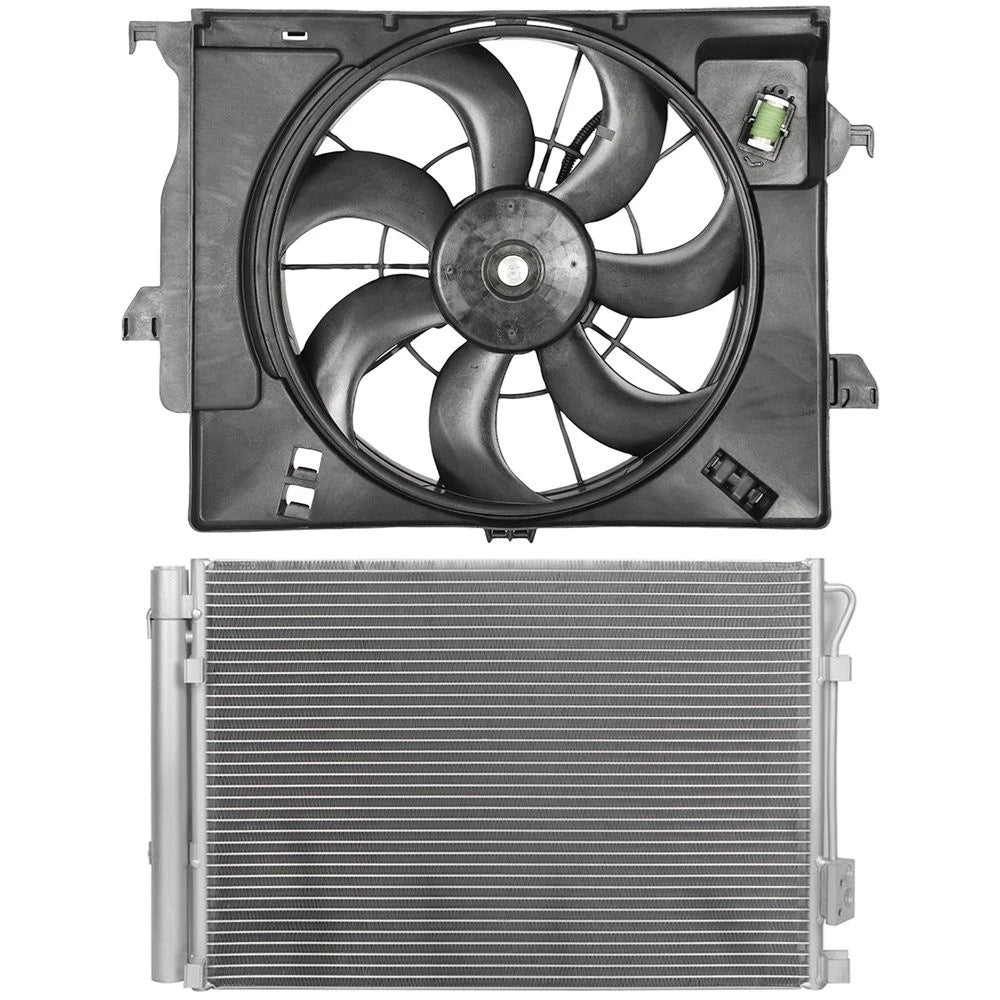 Electric AC Condenser Cooling Fan Kit for Kia Rio Hyundai Accent (2012–2013)