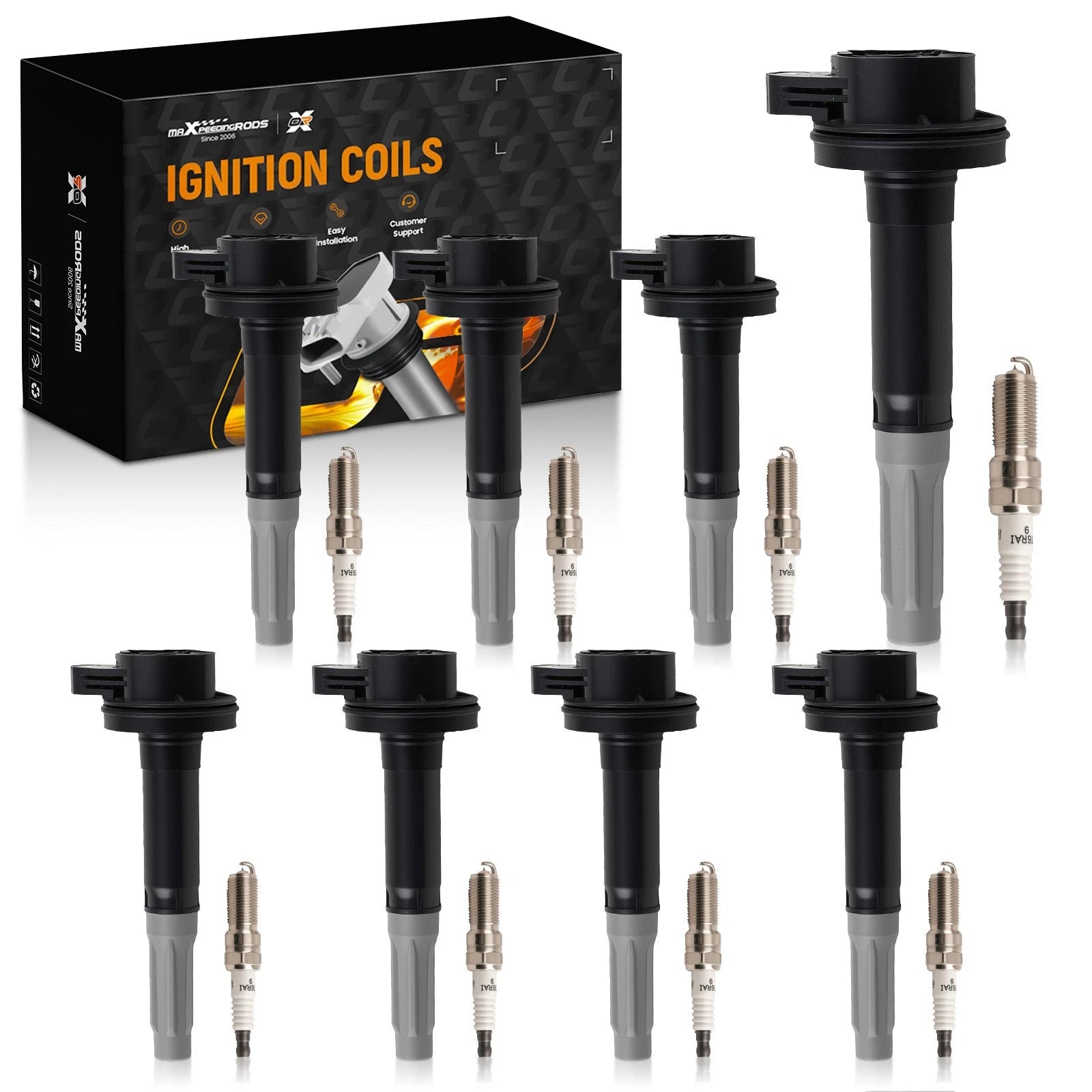 Set of 8 Ignition Coils w/ Iridium Plugs for Ford Mustang F-150 (2016–2017)