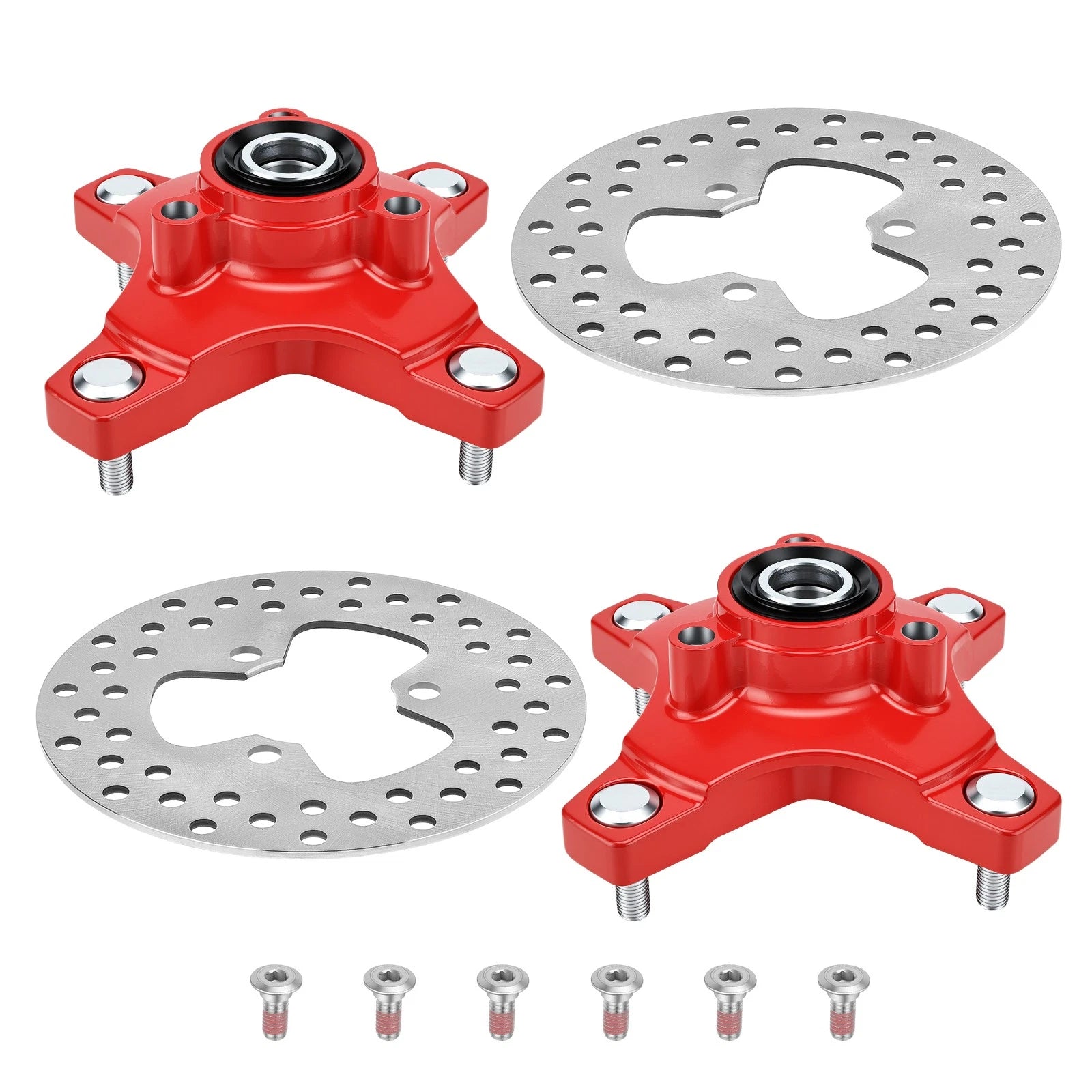 Set of 2 Red Wheel Hubs & Brake Discs for Honda Sportrax 250 (2001–2008)