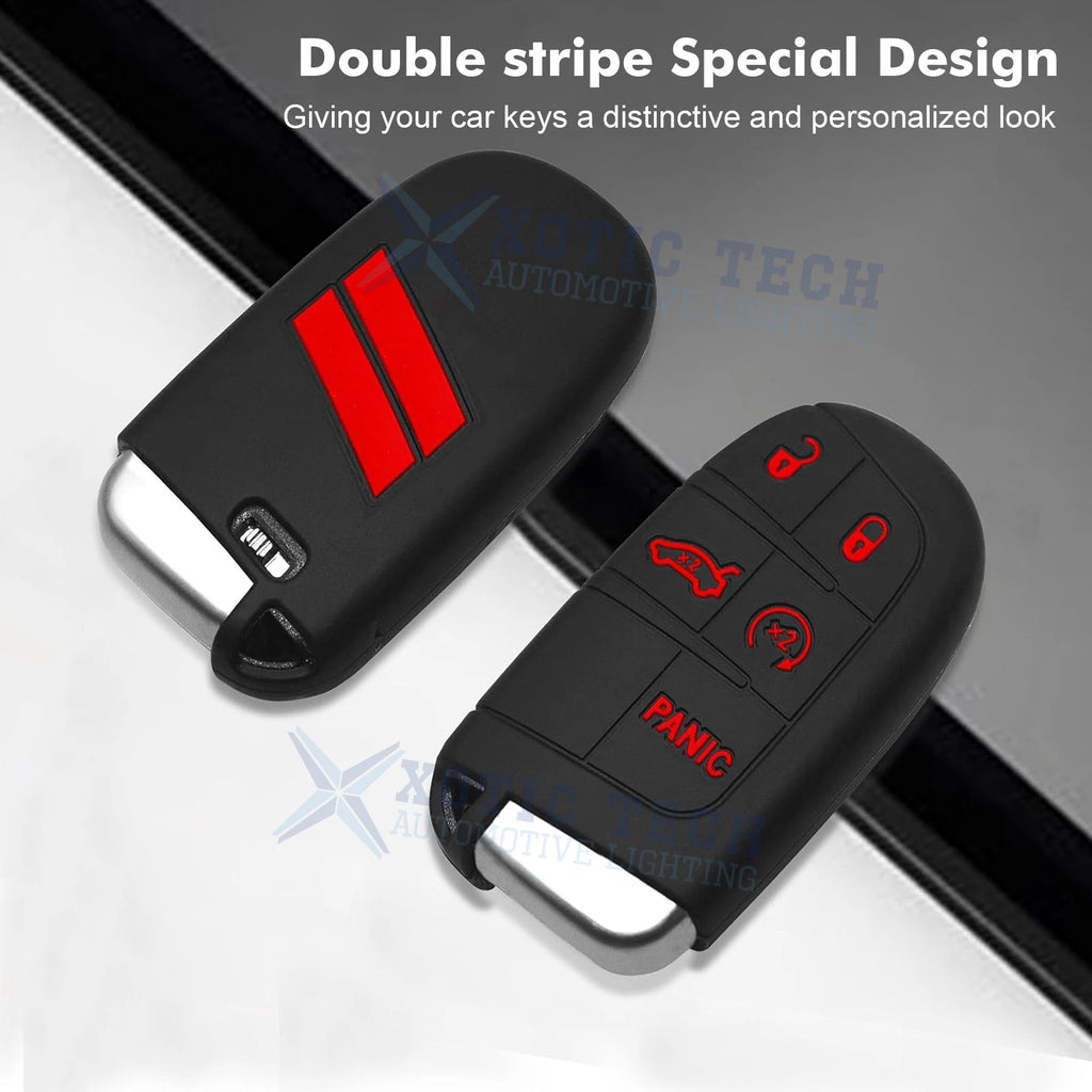 Red Silicone Remote Key Fob Shell Cover for Jeep Chrysler Dodge (2014-2024)