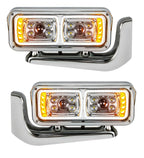 All LED Chrome Headlights Full Assembly with Mounting Arms for Peterbilt (2010–2018)