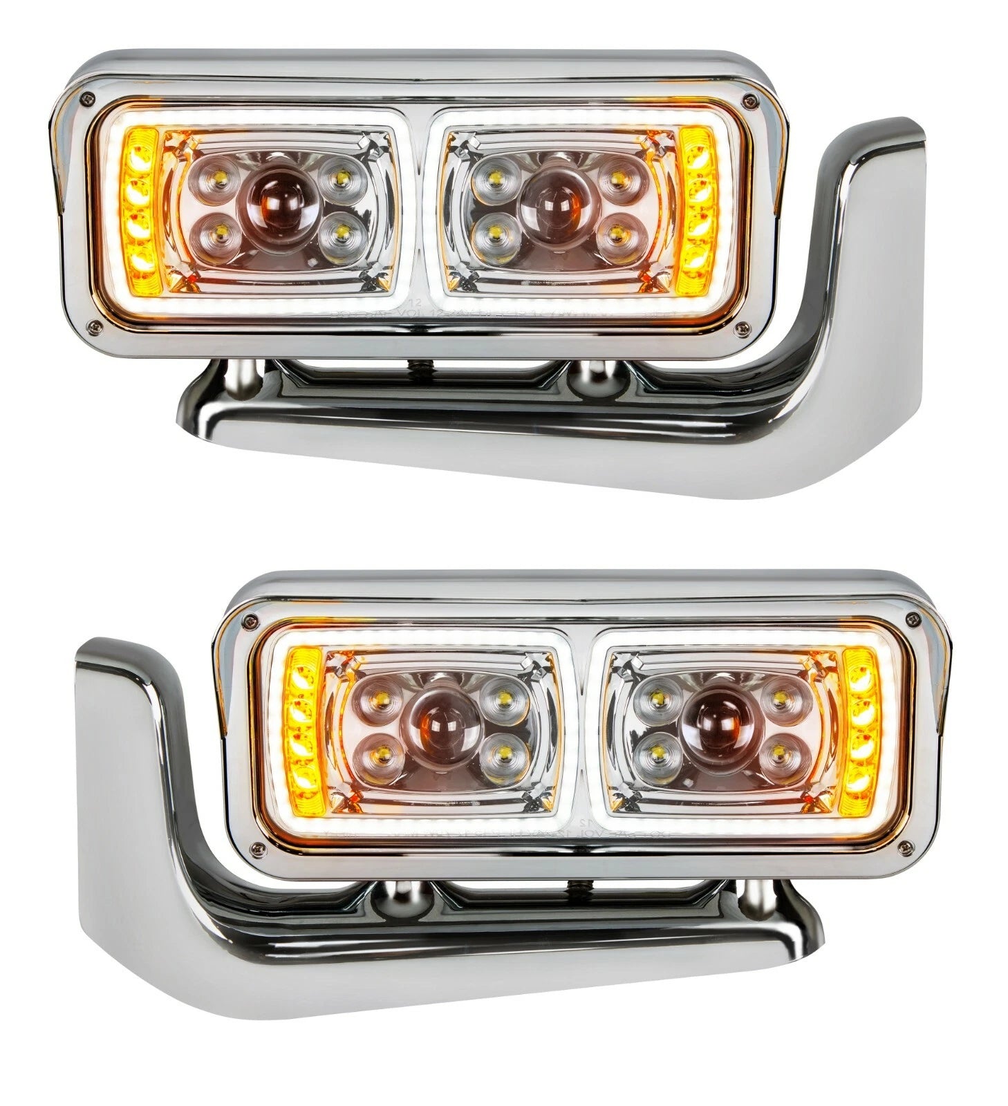 All LED Chrome Headlights Full Assembly with Mounting Arms for Peterbilt (2010–2018)