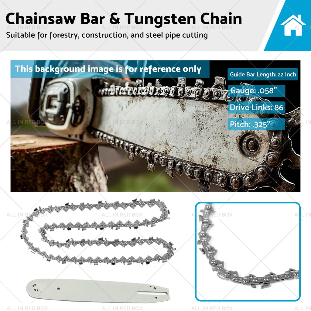 22" Bar & Tungsten Chain Combo .325 .058 86DL for Baumr-AG Husqvarna