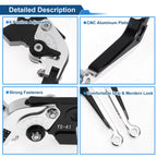 Adjustable Short Brake Clutch Levers for Suzuki GSXR150 (2017–2020) Silver Tone