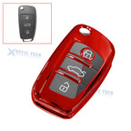 Glossy Red Anti-Dust Folding Key Fob Skin for Audi (3-Button) (2013–2016)