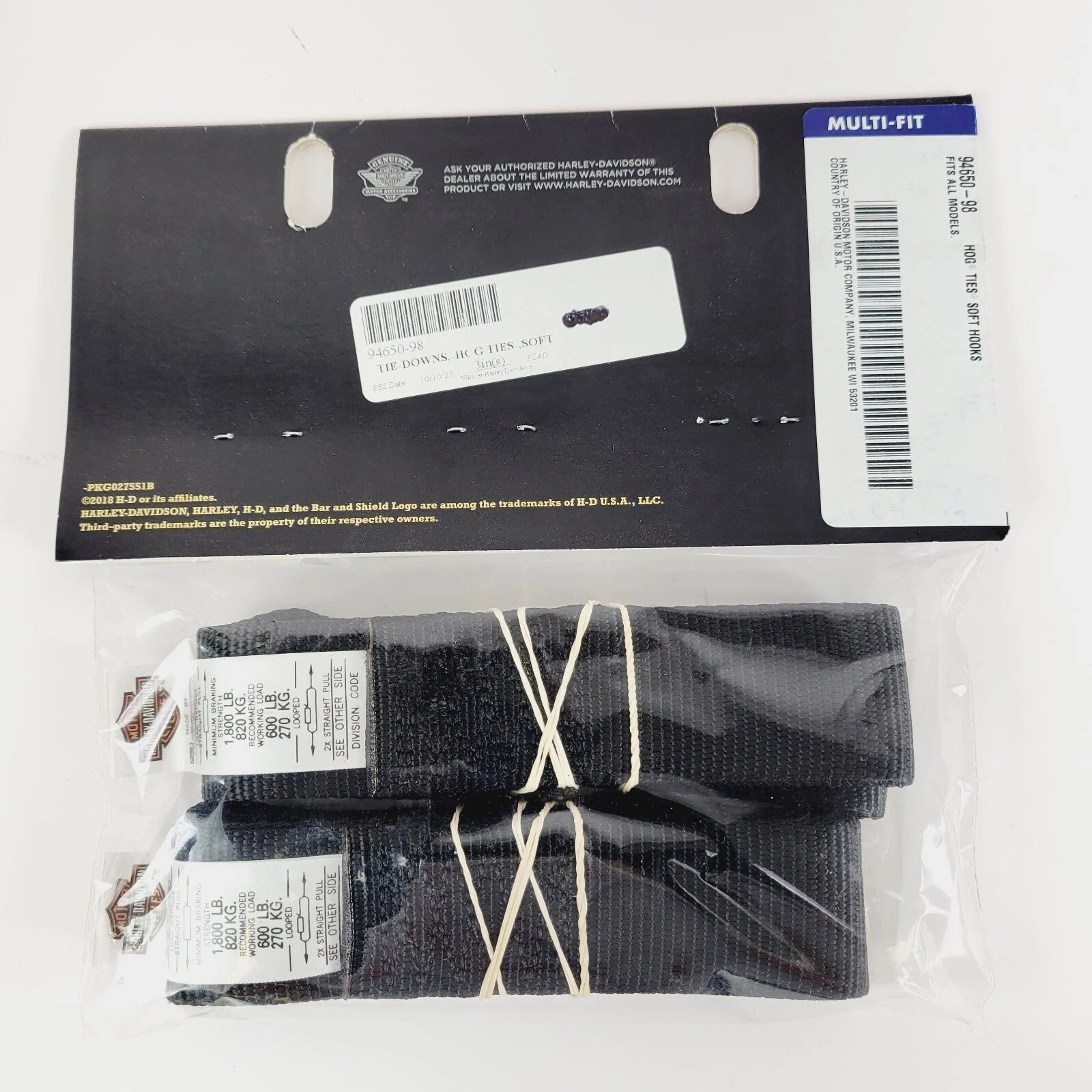 Harley-Davidson Hog Ties Soft Hooks Tie-Down Straps 94650-98 (OEM)