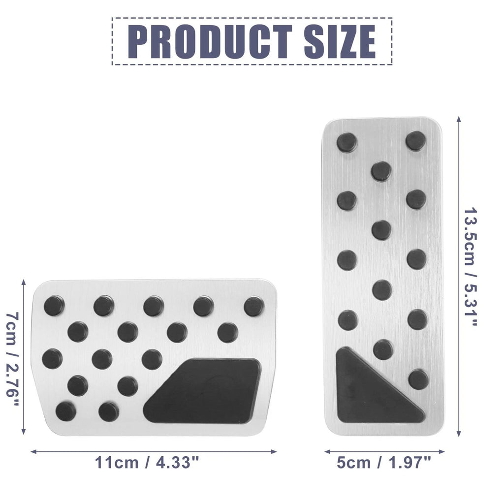 Set of 2 Brake Pedal Pad Gas Accelerator Covers for Jeep (2011–2012) Silver Tone