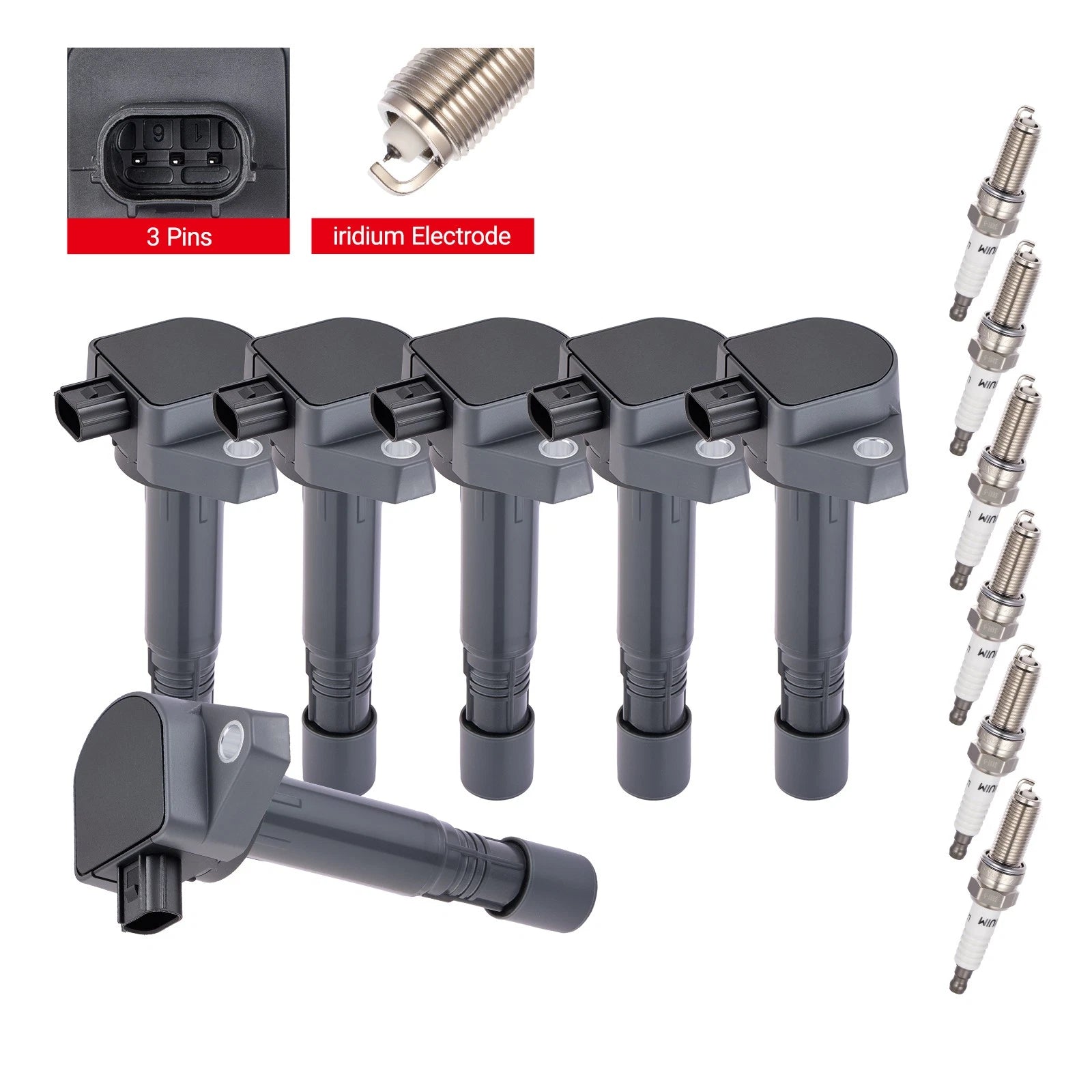 6x Ignition Coil & Iridium Spark Plug Kits for Honda Pilot (2009–2015) Acura RDX