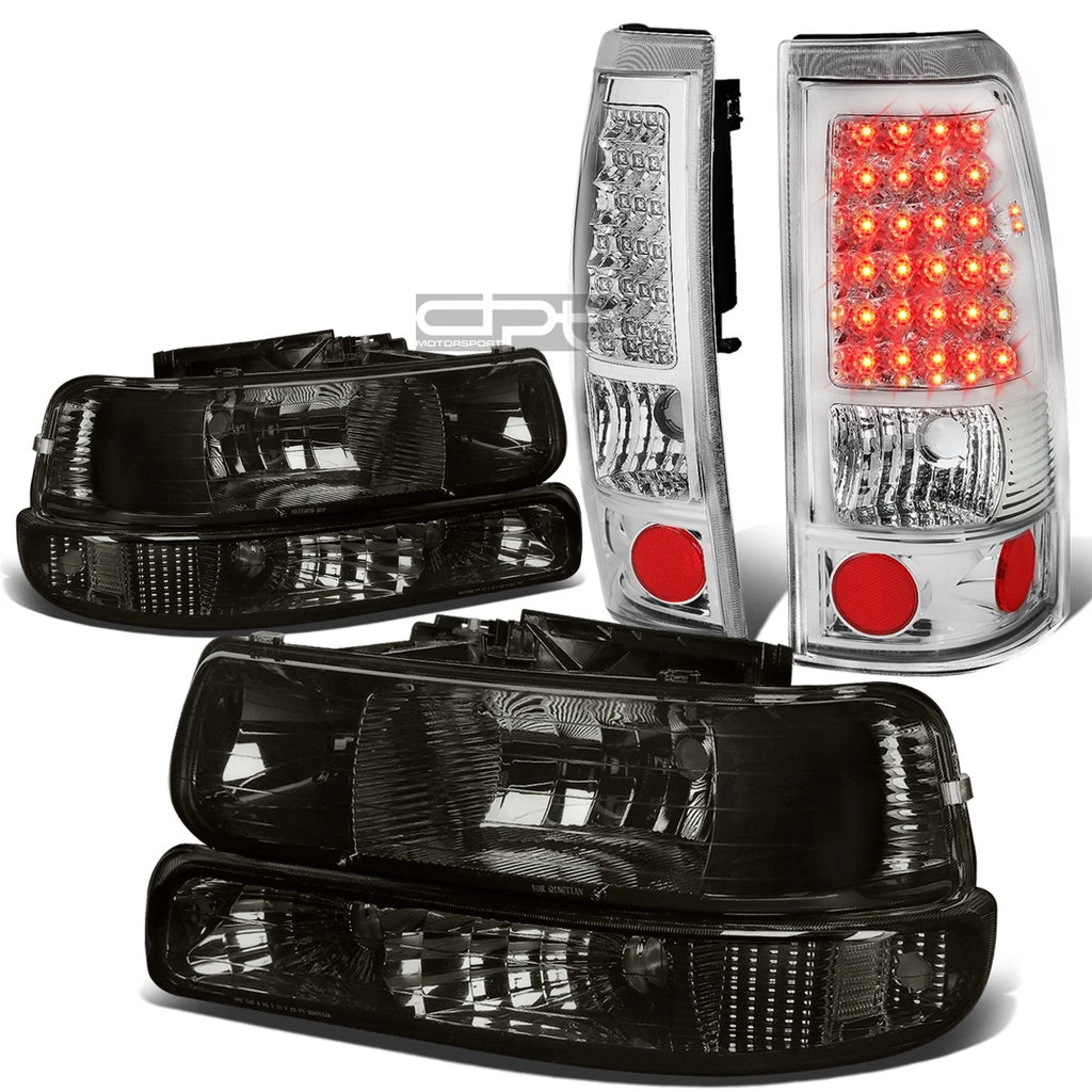 Smoked Headlight + Clear Bumper + Chrome LED Tail Light Kit for Silverado (1999–2002)