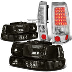 Smoked Headlight + Clear Bumper + Chrome LED Tail Light Kit for Silverado (1999–2002)