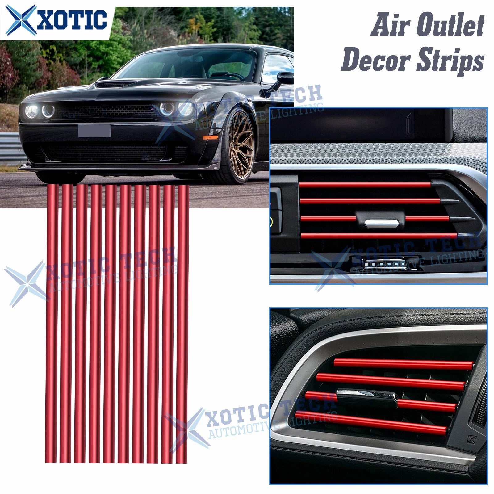 Glossy Red Anti-scratch AC Air Outlet Vent Cover for Dodge Challenger (2008–2023)