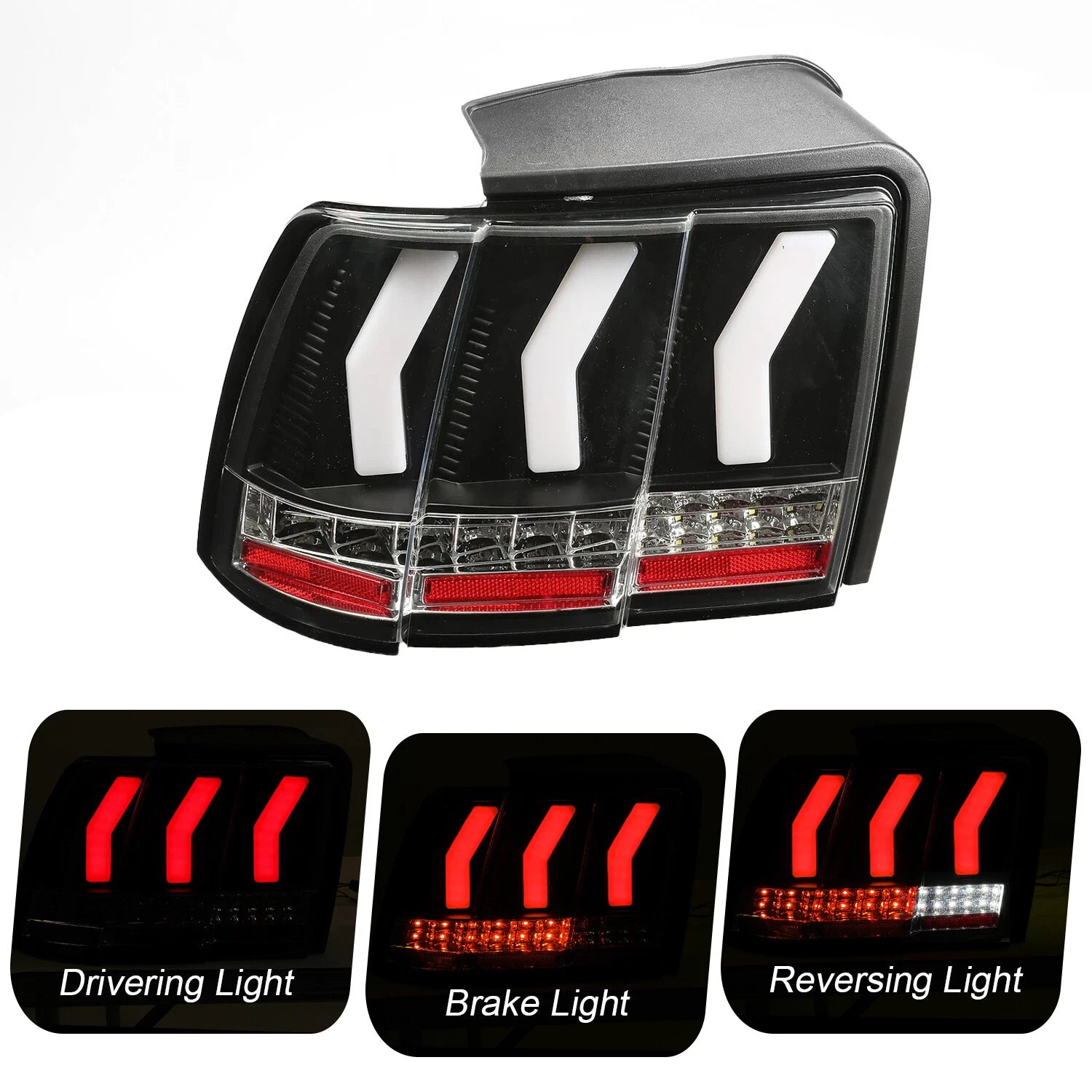 LED Tail Lights for Ford Mustang (1999–2004) - Sequential Signal, Black