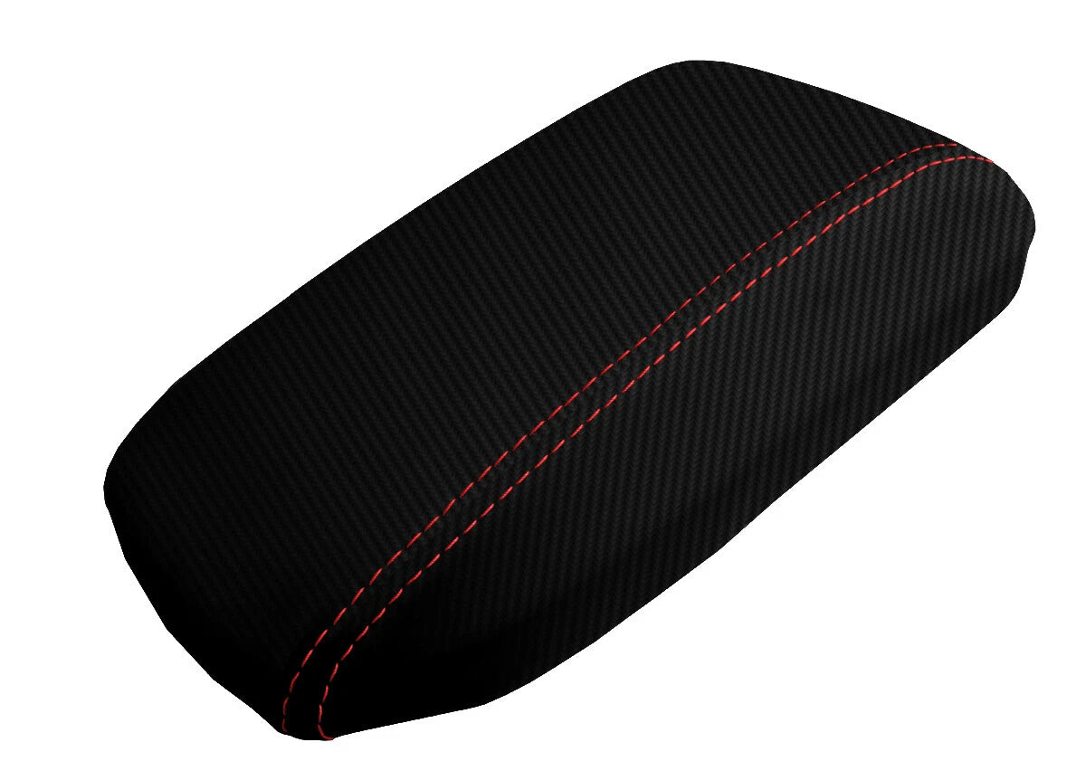 Carbon Fiber Console Lid Cover for Toyota Corolla (2014–2019) Red Stitch