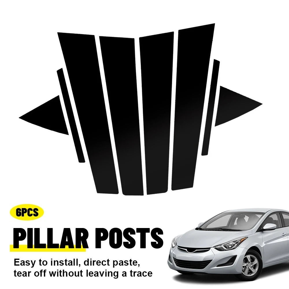 8X Glossy Black Door Window Trim Pillar Posts for Hyundai Elantra (2017–2020)