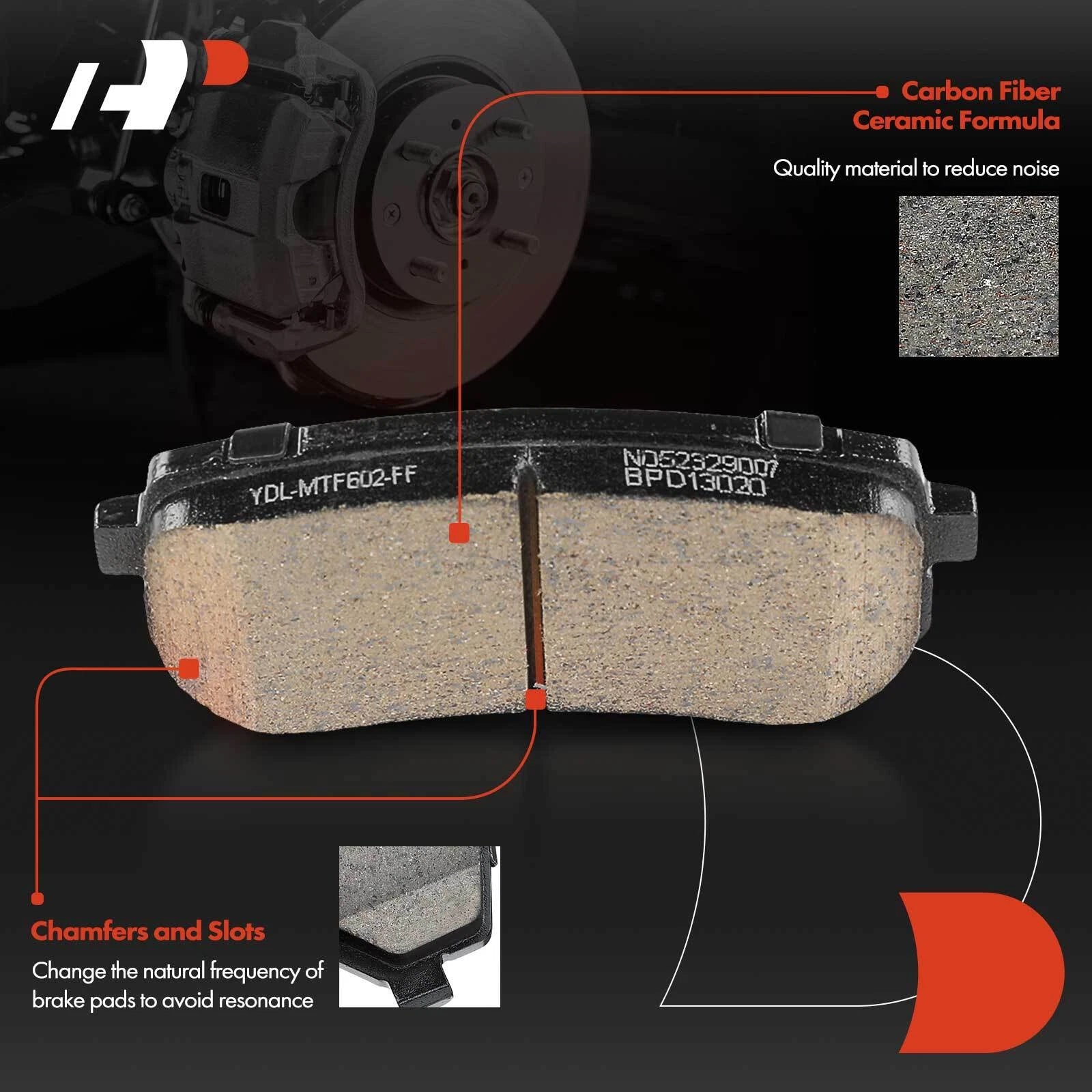 Set of 4 Rear Ceramic Brake Pads for Kia Sedona (2015–2021) Hyundai Veracruz (2007–2012)