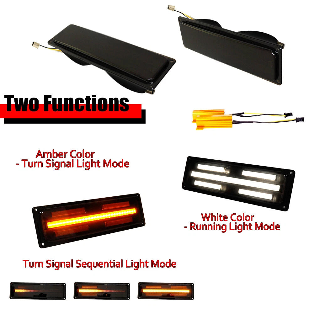 Smoked Lens LED Front Turn Signal Light for GMC Chevy C/K 1500/2500/3500